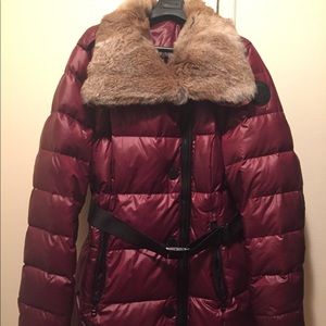 RUDSAK COAT RABBIT HAIR XL COAT BLACK BURGUNDY